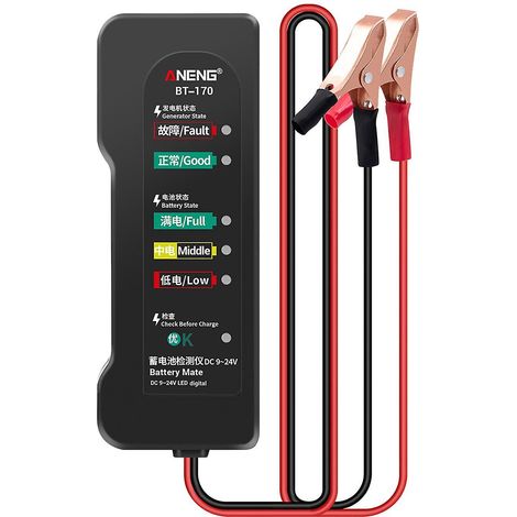 ANENG BT170 Tragbarer 12V-Autobatterietester, DC 9-24V Diagnosegerät mit LED-Fehleranzeige A
