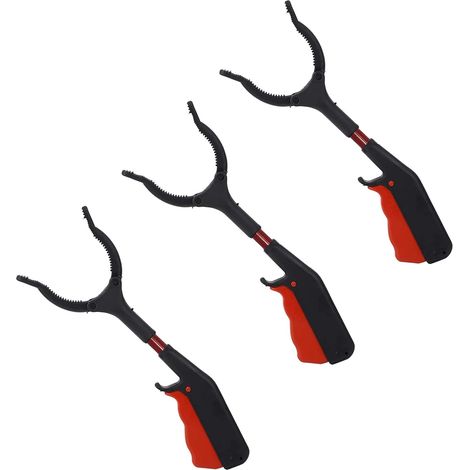 Lot de 3 Pinces à déchets, 30 cm, Métal et plastique, Design ergonomique, Antidérapant, Pour jardin et maison (1/5)