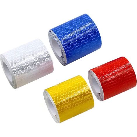 Ruban réfléchissant, 4 rouleaux de 5 cm x 3 m. Ruban de sécurité réfléchissant, ruban de marquage de sécurité, ruban de signalisation réfléchissant, convient aux véhicules, voitures, remorques (4 coul (1/5)