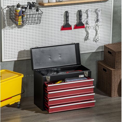 Werkzeugkoffer 51 x 22 x 39,5 cm aus schwarzem Stahl, 4 abschließbare Schubladen – MEUBLIV (1/5)