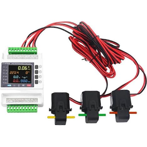 Compteur d'énergie intelligent bidirectionnel Tuya WiFi avec 3 pinces CT, disjoncteur de protection contre les surtensions et les sous-tensions pour la maison et la voiture (1/5)