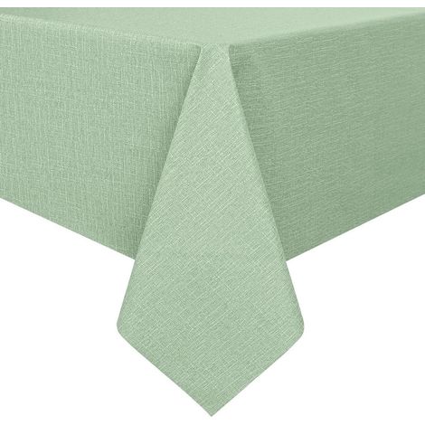 Nappe cirée 140x240 cm, aspect lin, imperméable, résistante aux intempéries, vert sauge