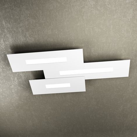 Plafoniera Moderna Rett. 3 Moduli Wally Metallo Bianco 3 Luci 2G11 80Cm (1/3)