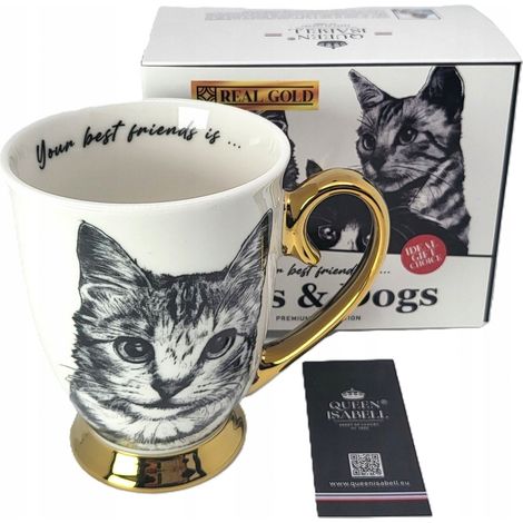Taza exclusiva CON asa dorada CON motivo de gato, IDEAL PARA REGALO. (1/5)