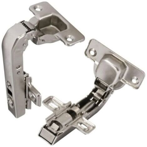 2 charnières Invisibles 90° clipsable pour porte de meuble d'angle à une seule porte avec amortisseur et clip ouverture de montage 35mm (1/4)