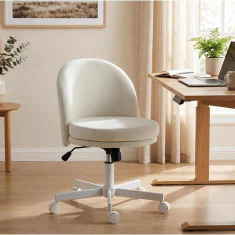 Bürostuhl höhenverstellbar mit Wippfunktion, Creme-Chenille-Optik HAVRYA (1/4)