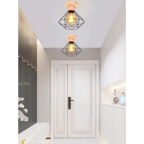 Lot de 2 Plafonnier Retro en Fer,Lustre Plafonnier Industrielle Vintage en Cage Style Edison pour Salon Chambre (1/4)