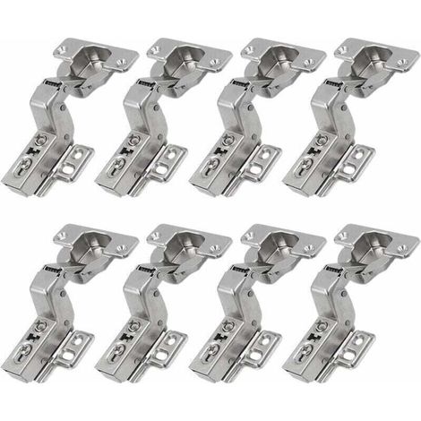 110 Degré Rentrant Charnières 35mm sans Amortissement pour Porte de Placard Cuisine Charniere pour Meuble Armoires Ferrage Rentrant Applique-8pcs - Argent (1/4)