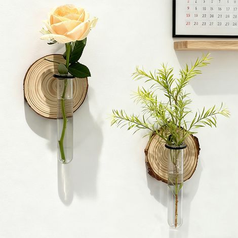 Stations de culture, jardinières murales en verre, stations de culture avec supports en bois, vases décoratifs pour la maison et le bureau (1/3)
