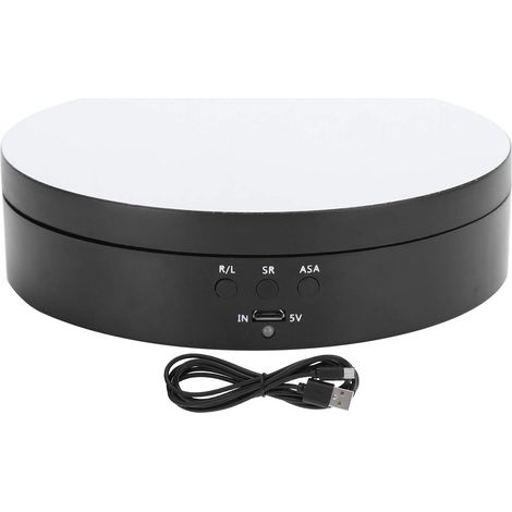 Présentoir Rotatif, Présentoir Rotatif Électrique à 3 Vitesses, Plateau Tournant à 360 Degrés, Porte-Bijoux, Chargement USB (Black) (1/5)