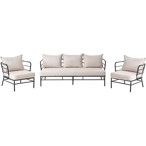 Gartensofa Set 5-Sitzer PONZONE Metall Hellbeige (1/5)