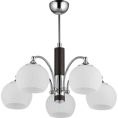 Lampadario moderno LARGO venge/cromo bianco 5xE27 Jupiter