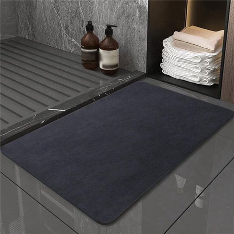 Tappetino da bagno sottile antiscivolo in gomma, 40x60 cm, ad asciugatura rapida, idrorepellente, per doccia, WC e vasca, blu navy. (1/5)
