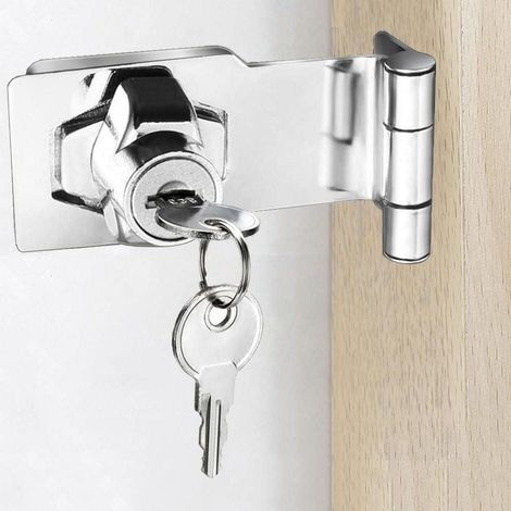 Serrure de porte avec clé, loquet rotatif à 90°, loquet pour abri, armoire, porte, argent 4 pouces