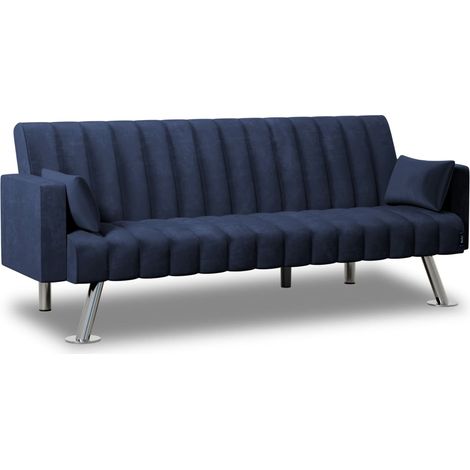Nalui Sofá Cama Azul Marino One Lines 3 Plazas Acolchado