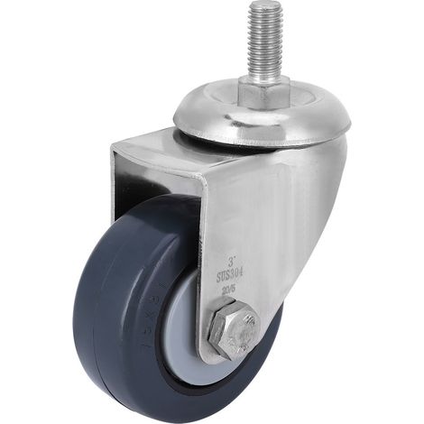 Pièces de fixation pour roulettes pivotantes : support en acier inoxydable 304, filetage M12, 6,35 cm (2,5 pouces), gris foncé, antidérapant