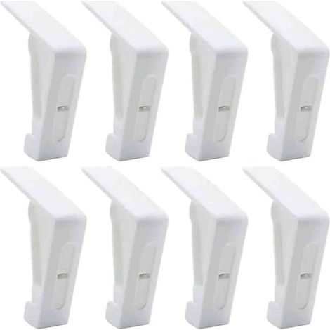pinzas de plástico blancas para manteles de exterior. Pinzas de resorte ajustables para manteles de jardín y picnic. (1/4)