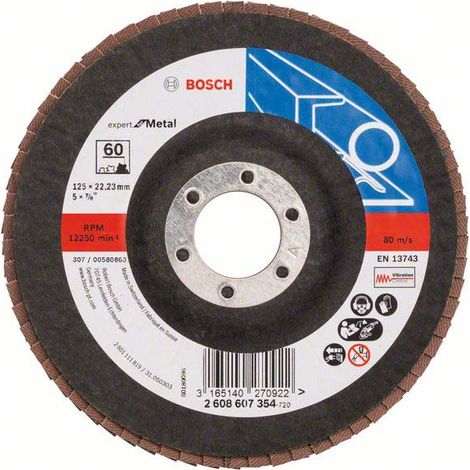 BOSCH EXPERT FOR METAL Fächerschleifscheibe mit ebener Oberfläche Ø125 - Körnung 60 - 2608607354
