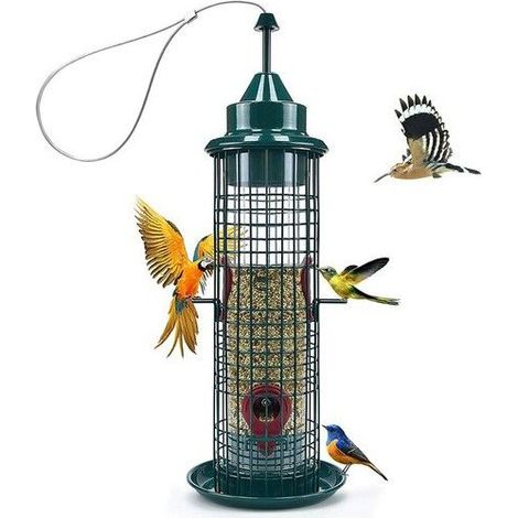 Mangeoire Oiseaux Exterieur 25cm - Distributeur Cacahuètes Oiseaux, Mangeoire à Oiseaux Distributeur Suspendu Imperméable (1/5)