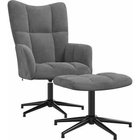 Maison Exclusive - Relaxsessel mit Hocker Dunkelgrau Samt