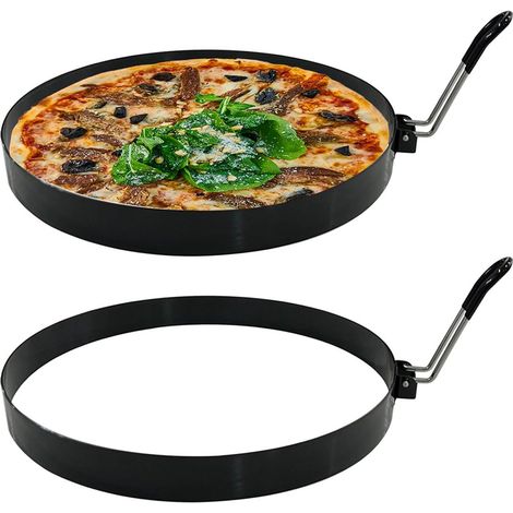 2 cercles à omelette 20 cm, acier inoxydable, poignée en silicone, pour cuisinière (1/5)