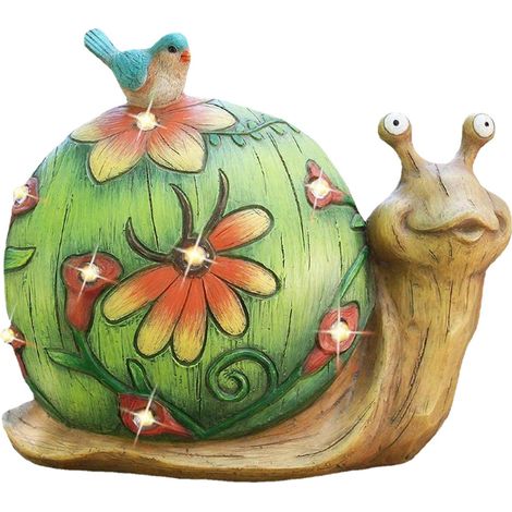 Lumière Solaire Escargot Décoration Jardin Statue Animaux en Résine à Énergie Solaire,Lampe Lumineuse Figurine Animale Ornements Extérieur, pour Jardin Entrée Noël Fête Cadeau 241021CM