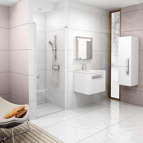 Ravak Chrome - Porte de douche, 775-805 mm, blanc/verre transparent 0QV40100Z1 (1/3)
