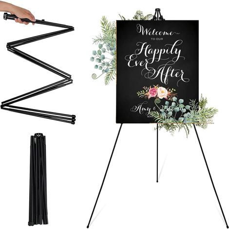 Chevalet pour mariage -Tableau d'affichage portable pliable de 168 cm de haut pour poster (1/4)