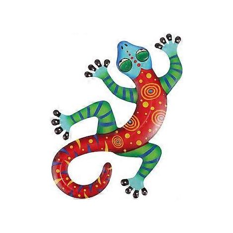 Metallener Gecko-Wandanhänger, Indoor-Gecko-Wandanhänger, Dekoration für Garten und Zaun (21,5 x 14 cm)