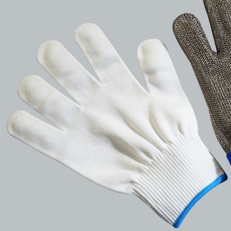 Schnittfeste Nylonhandschuhe für die Fischschlachtung, Schnittschutzklasse 5, Metallhandschuhe aus Edelstahl 316L, Größe L. (1/5)