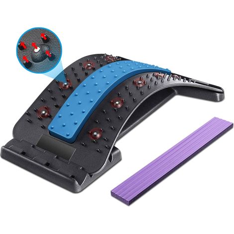 Rückenmassagegeräte, Magic Stretcher, Fitness-Stretchgerät, Rückenstütze, 4 einstellbare Stufen, 10 magnetisch, Lendenwirbeldehnung, für Bandscheibenvorfall, Ischias, Skoliose