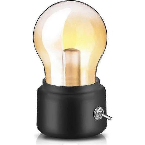 Retro-Glühbirnenlampe, USB-wiederaufladbar, LED-Nachtlicht, Mini-Tischlampe, Schwarz-JXLGV (1/5)