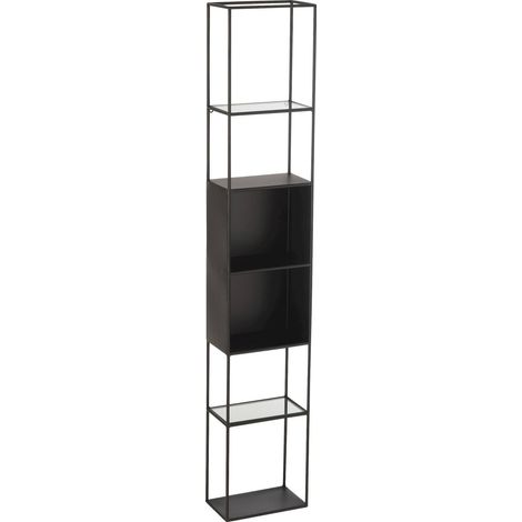 Étagère design métal et verre noir pour salon élégant - Noir mat et verre transparent (1/5)
