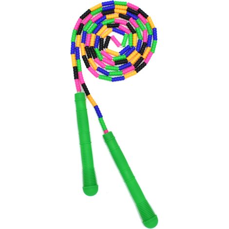 Corde à Sauter - Réglable en Longueur - Perles en PVC Souple - Cordon en Nylon - Poignées en PP - Pour Enfants et Adultes - 1 Pièce (1/5)