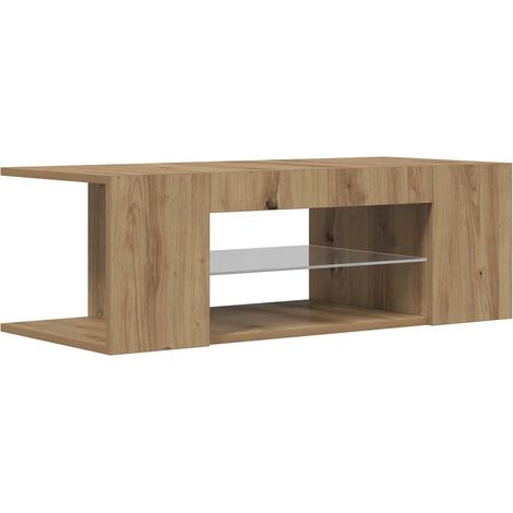 Meuble TV design moderne avec lumières LED rangement 90 x 39 x 30 cm en bois d'ingénierie chêne artisanal (1/5)