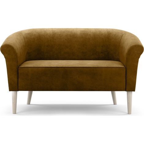 Sofello Skandinavisches Sofa 2 Sitzer --LILIE-- Braun Sitzbank Velour Lieferung 7 Tage - hohe Beine aus Holz in Schwarz WeiSS Buche (1/5)