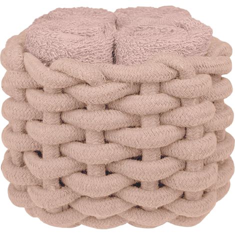 Cestino Con Lavette Ospiti in Cotone 30 x 30 Cm Asciugamani Spugna Bagno Salvietta Ospite  TallinRosa