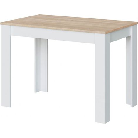 Table auxiliaire fixe coloris chêne canadien / blanc artic -  Hauteur 78 x Longueur 109 x Profondeur 67 cm