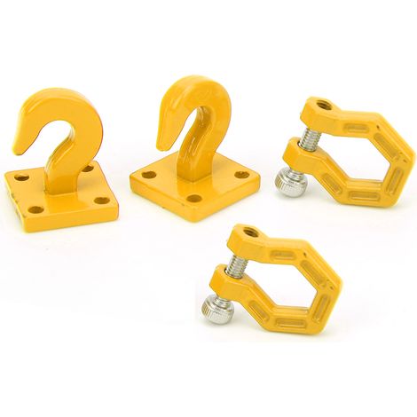 Lot de 2 crochets de remorque en métal pour voitures RC 1/10 SCX10 90046 Trx4 D90 (jaune) (1/5)