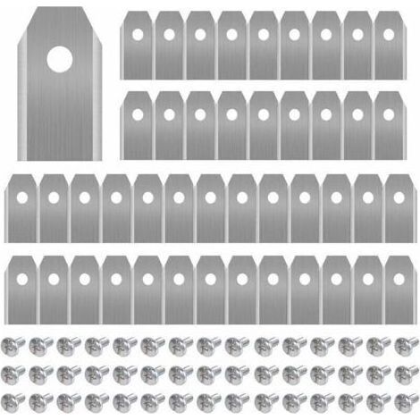 45 x Lames de Couteau en Titane pour Toutes Les Tondeuses Robotiques Husqvar20207utomower/ Yardforce/Gardena(3g-0.75mm) Avec 45 Vis, Lames de Rechange pour Modles 105,310,315,320,420,430x,r40i (1/4)