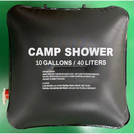 Sac de douche pliable (noir, 40 L) pour le camping, idéal pour les pique-niques, la randonnée et les voyages en plein air. (1/4)