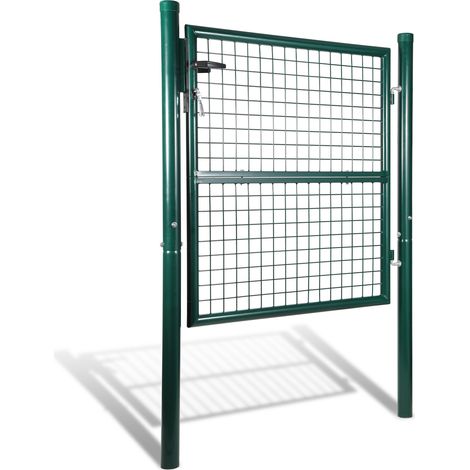 SWANEW Cancello da giardino in acciaio zincato, recinzione Con serratura e 3 chiavi Cancello da giardino 125100CM Vert (1/5)