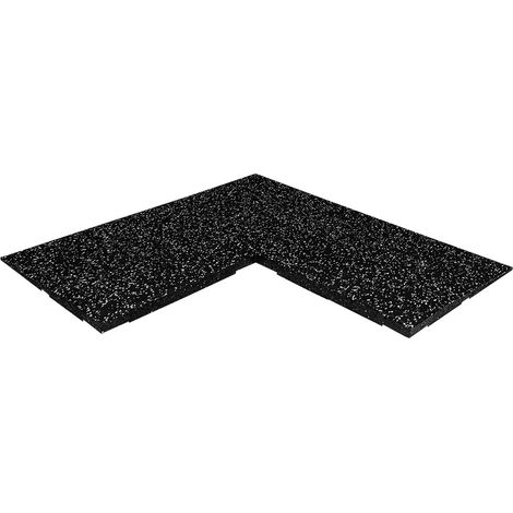 Pièce d'angle bordure caoutchouc sol sportif 'FIFTEEN' - 50x50 cm - 20 mm d'épaisseur - Gris clair / Noir