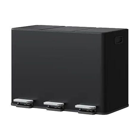 Poubelle, Acier Inoxydable, Design à 3 Compartiments, noir (1/2)