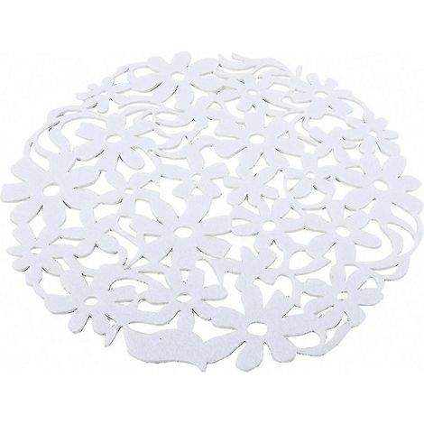 set de table rond isolant en feutre blanc pour la cuisine (1/4)