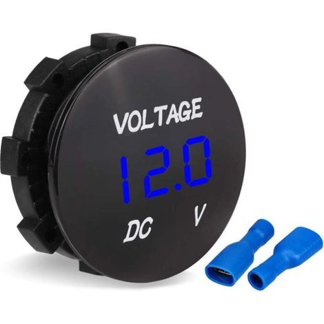 Voltmètre Moto, Voiture Moto Led Affichage Numérique Voltmètre Dc Voltmètre 12V-24V pour Bateau Moto Camion Marine (Bleu) (1/5)