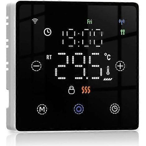 Tuya WiFi Smart-Thermostat für Fußbodenheizung (Wasser/Elektro) und Gasheizkessel: Fernsteuerung der Temperatur per App und Sprachsteuerung (schwarz) (1/5)