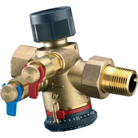 OVENTROP Valvola di regolazione indipendente dalla pressione Cocon QTZ con raccordo a vite e filettatura interna PN 25 DN 25, R 1 x Rp 1, 400-2500 l/h, con due valvole di misurazione Classic montate, 