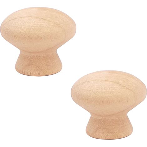 2x bouton bois rond brut naturel poignée avec vis tiroir meuble commode armoire, diamètre 30mm