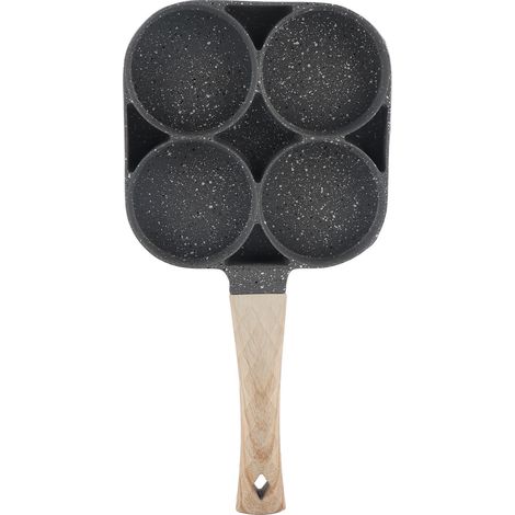 Moule à œufs 4 cavités 18cm antiadhésif poêle à pancakes petit-déjeuner cuit-œufs pour cuisinière induction (1/5)